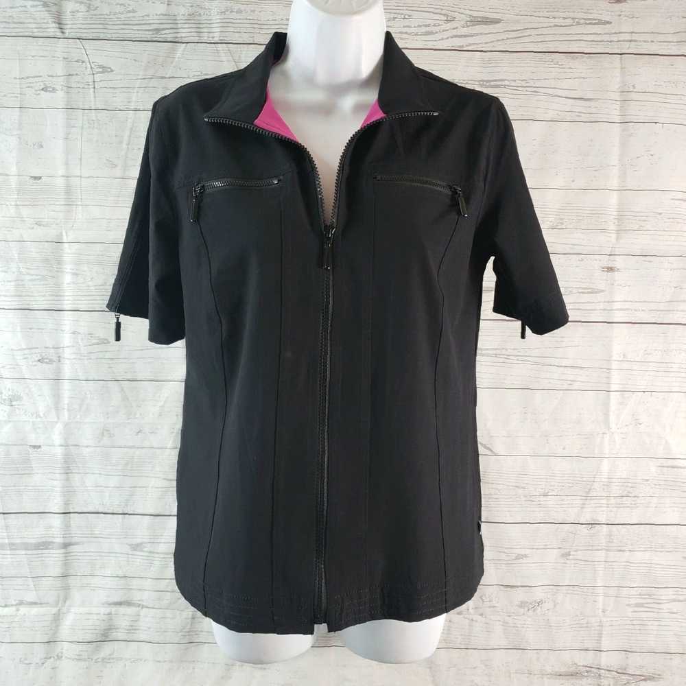 Vintage Chicos Zenergy Full Zip Short Sleeve Blac… - image 1