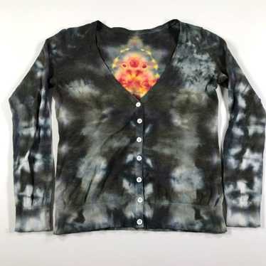 Forever 21 Tie Dye Fire Sweater for Women Green Y… - image 1