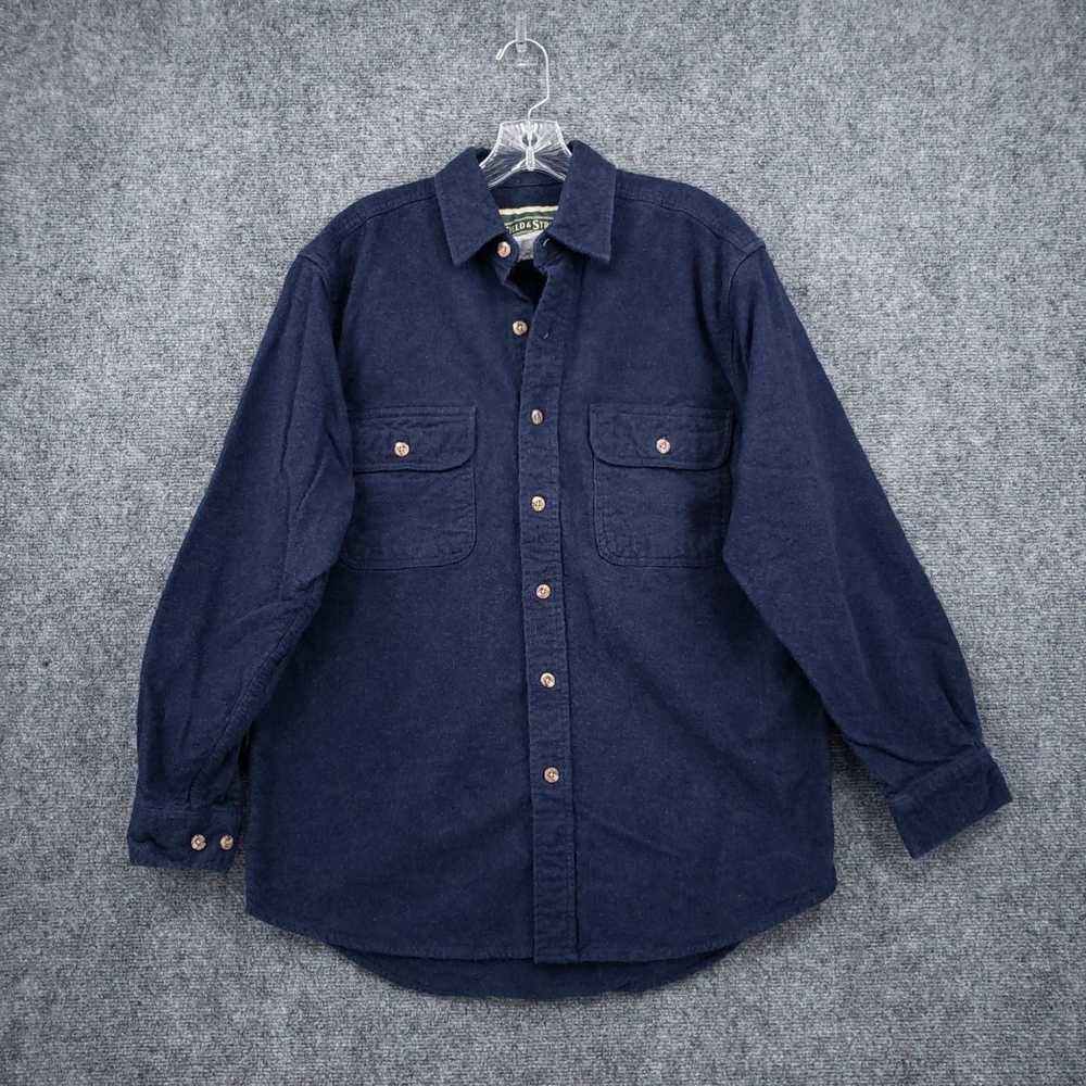 Vintage Men's Medium Blue Flannel Long Sleeve Cha… - image 1