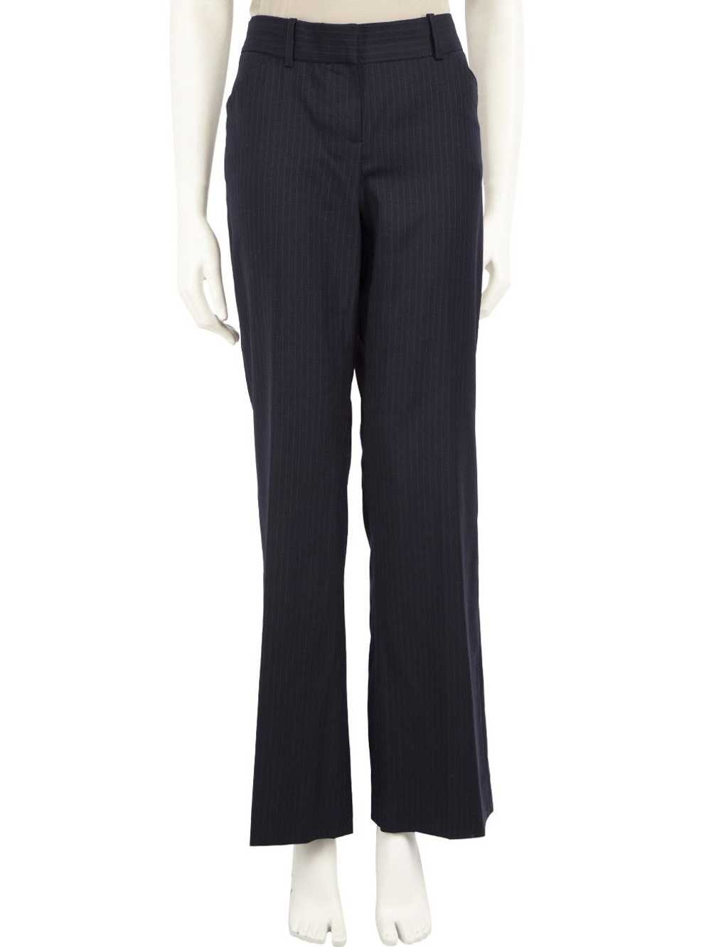 Theory Navy Wool Striped Suit Trousers - image 1