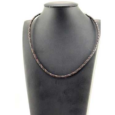 1 Silpada 925 Sterling Silver Black Leather Neckl… - image 1