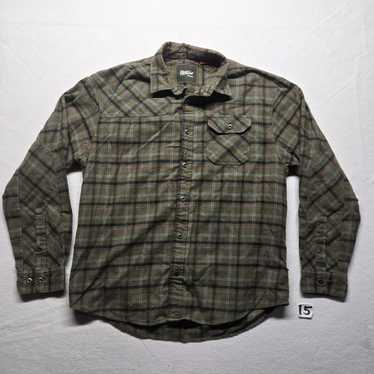 Howler Brothers Brown Plaid Flannel Shirt with Bu… - image 1