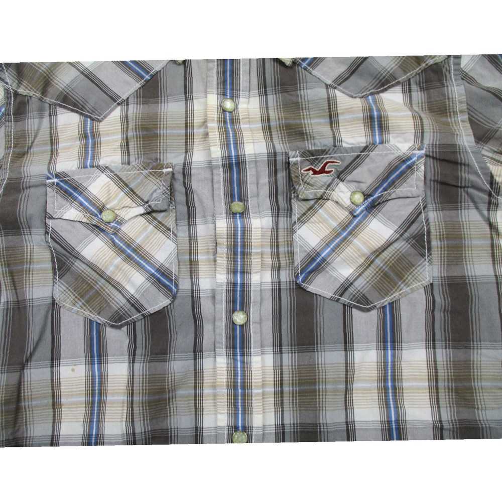 Vintage Authentic Mens Small Brown Blue Plaid Pea… - image 2