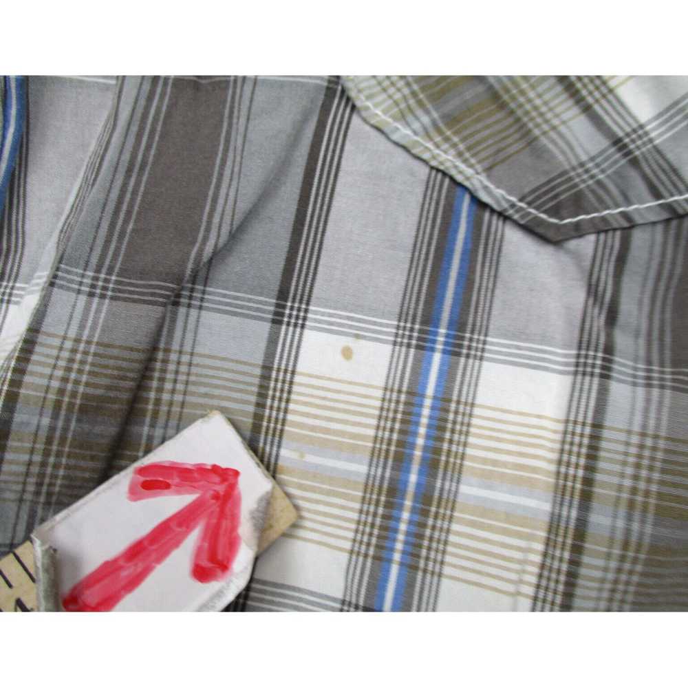 Vintage Authentic Mens Small Brown Blue Plaid Pea… - image 3