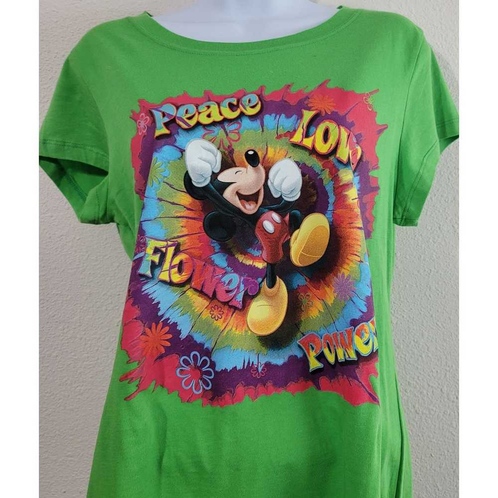 Disney Disney Green Mickey Mouse Peace Love Flowe… - image 2