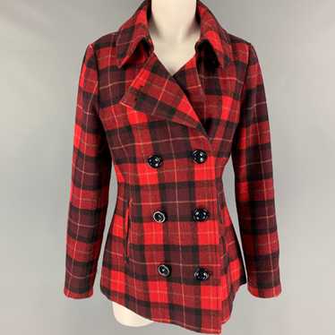 Converse CONVERSE Red Black Plaid Peacoat Jacket - image 1