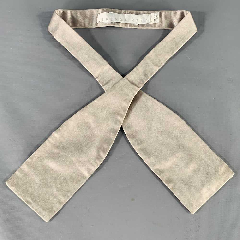 Designer BRENDA KETT Silver Silk Bow Tie - image 1