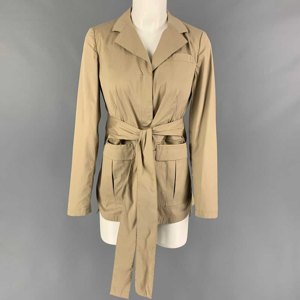 Prada PRADA Beige Cotton Blend Ruched Back Belted… - image 1