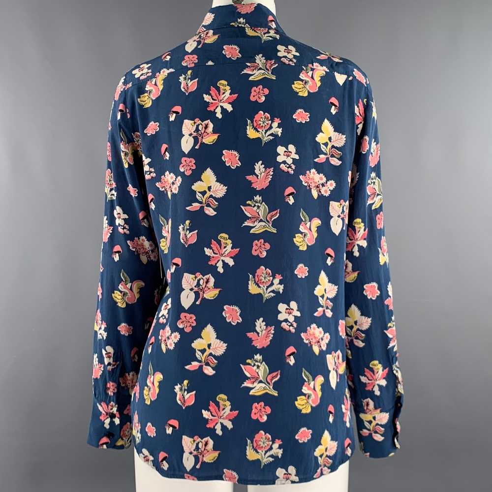 Max Mara MAX MARA Size M Blue Floral Long Sleeve … - image 4