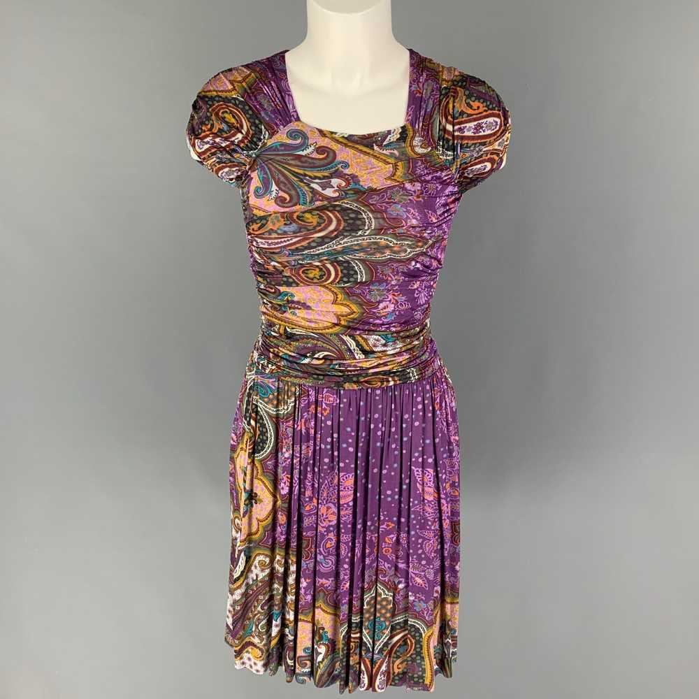 Etro ETRO Size 4 Purple Multi-Color Viscose Paisl… - image 1