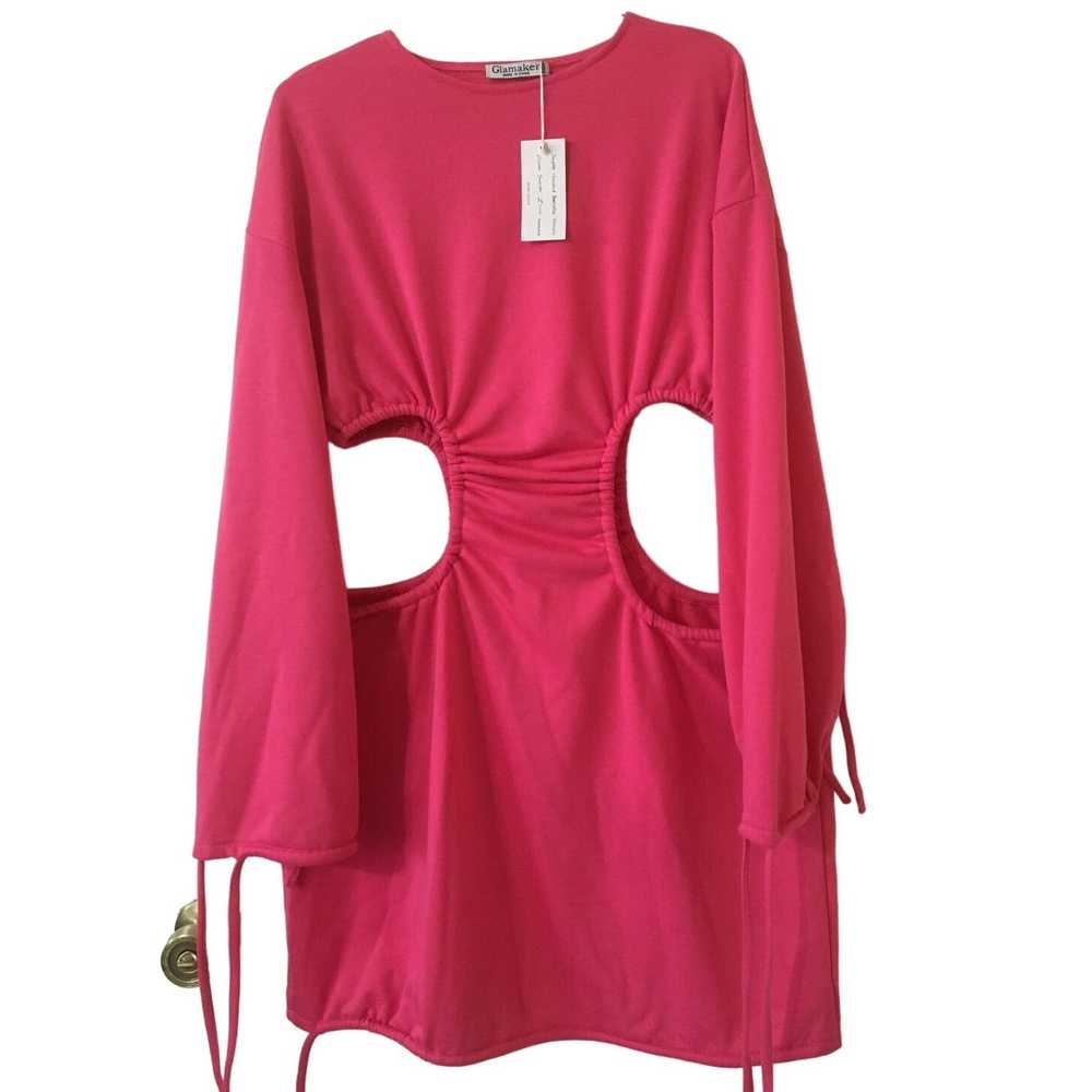 A NWT Glamaker Hot Pink Medium Cut Out Waist Long… - image 1