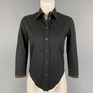 Prada Black Brown Cotton Nylon Blouse - image 1