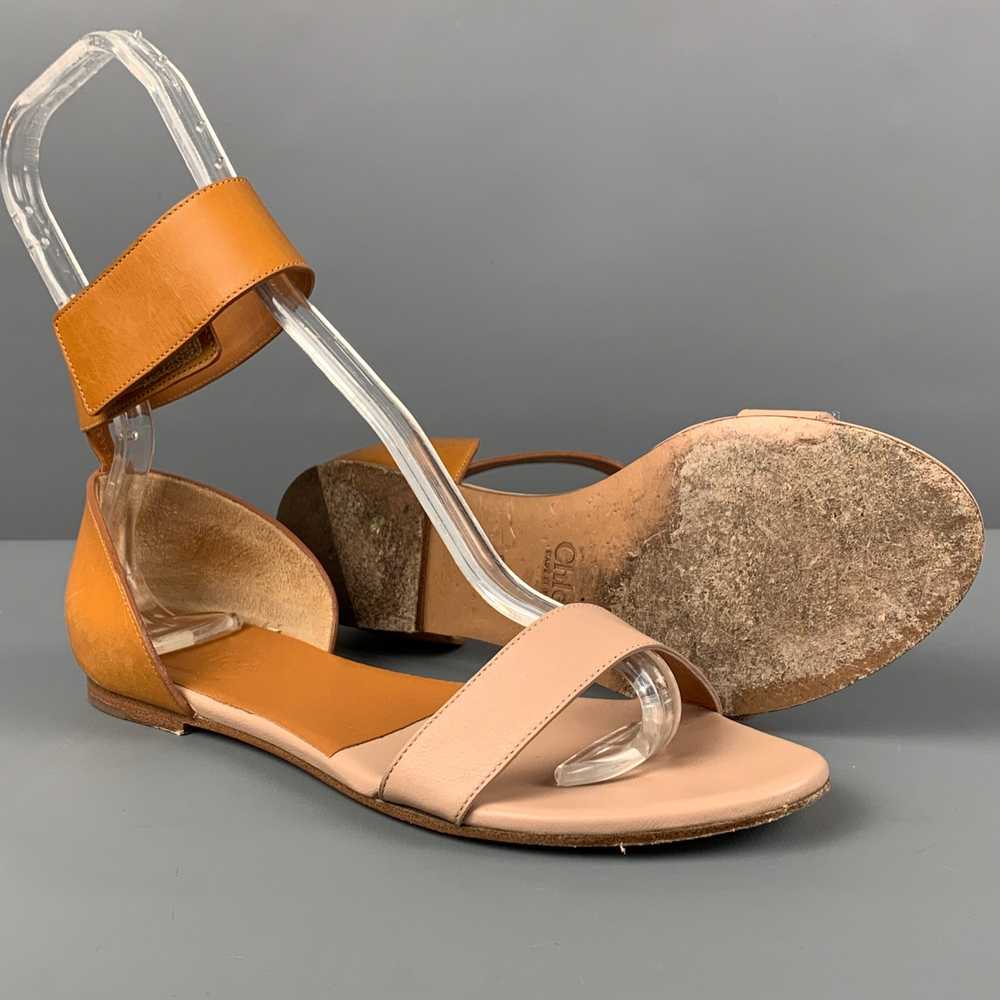 Chloe Lazise Tan Leather Color Block Ankle Strap … - image 3