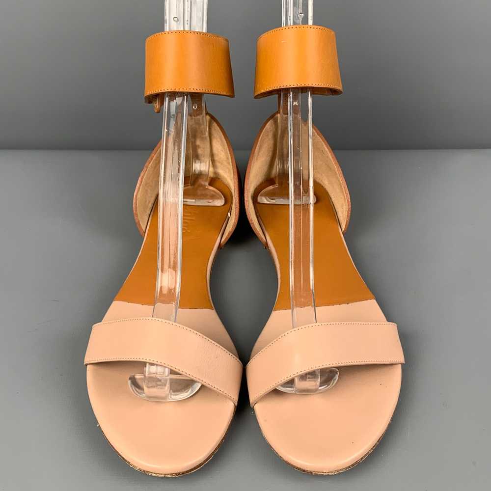 Chloe Lazise Tan Leather Color Block Ankle Strap … - image 4