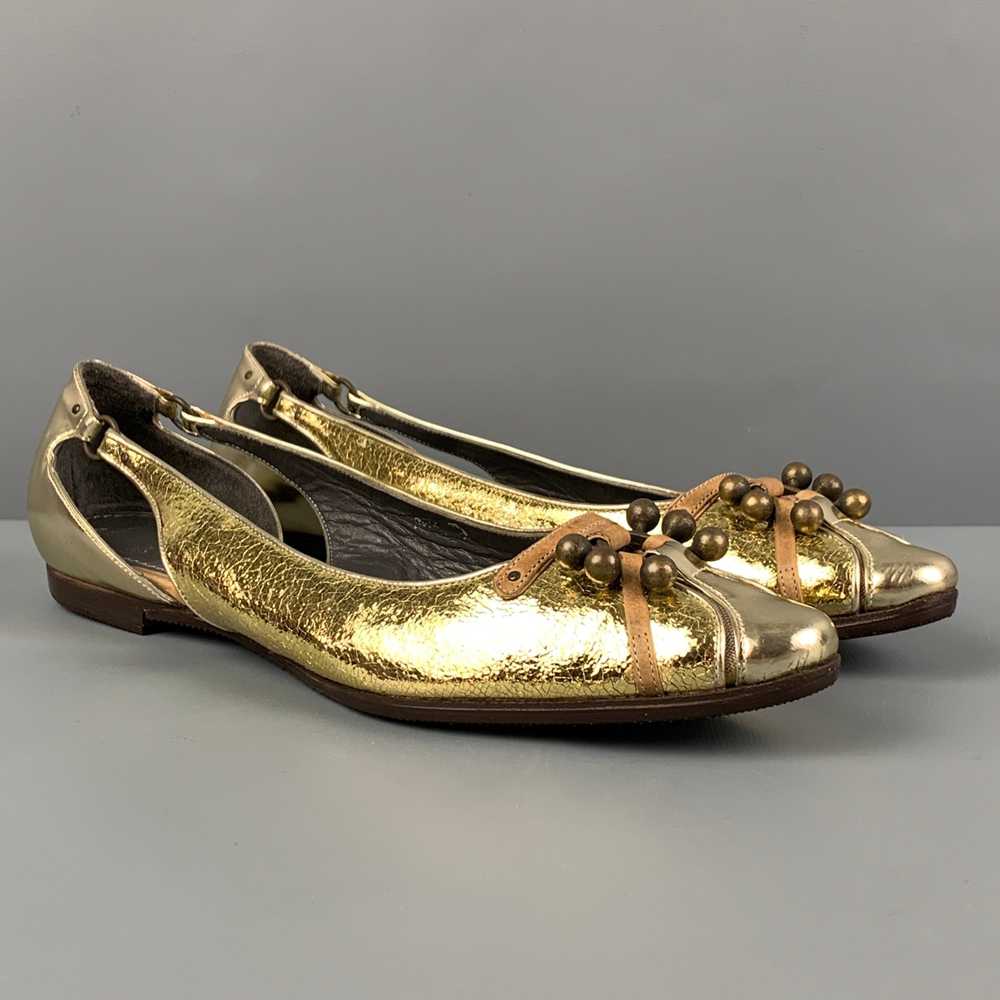 Proenza Schouler Gold Leather Metallic Flats - image 2