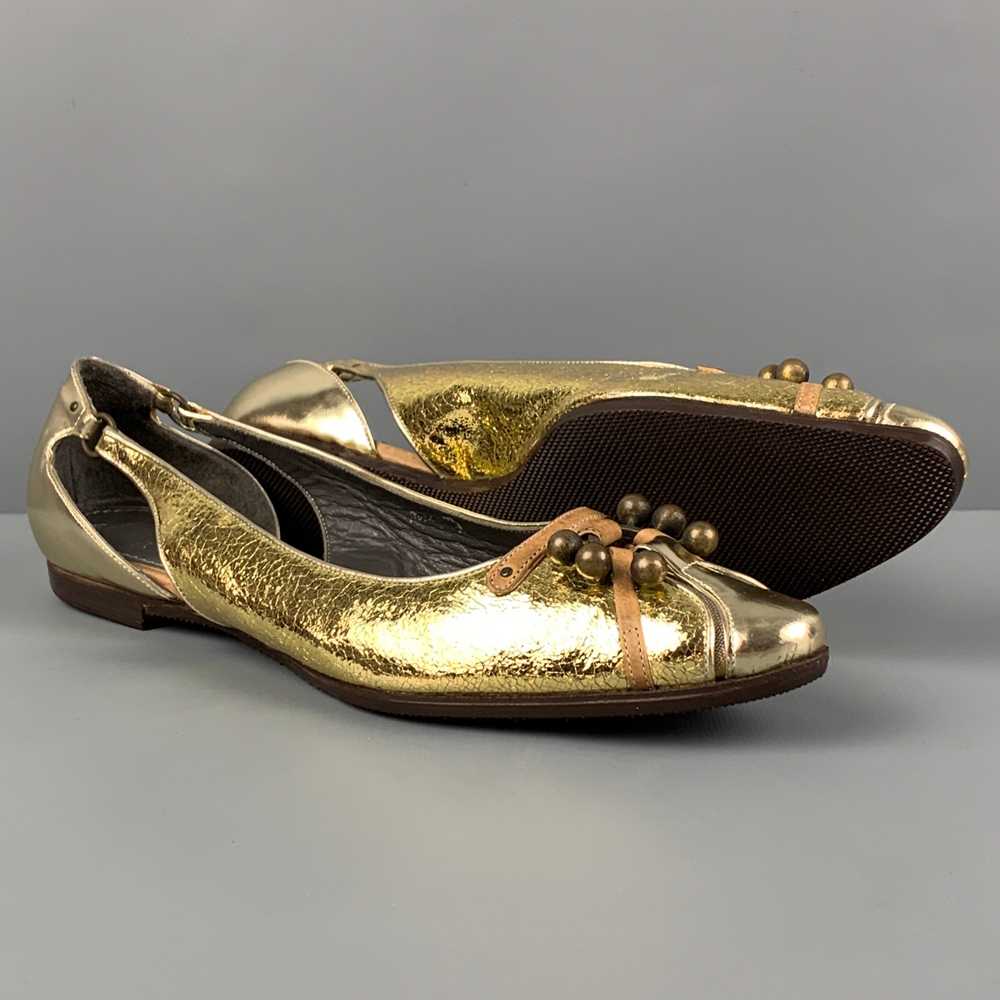 Proenza Schouler Gold Leather Metallic Flats - image 3