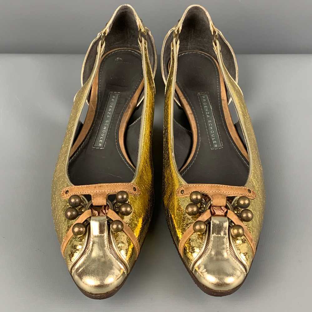 Proenza Schouler Gold Leather Metallic Flats - image 4