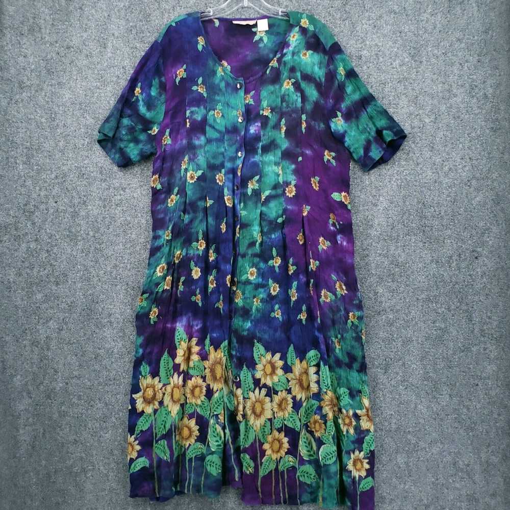 Vintage Womens 2X Plus Size Purple Floral Tie Dye… - image 1