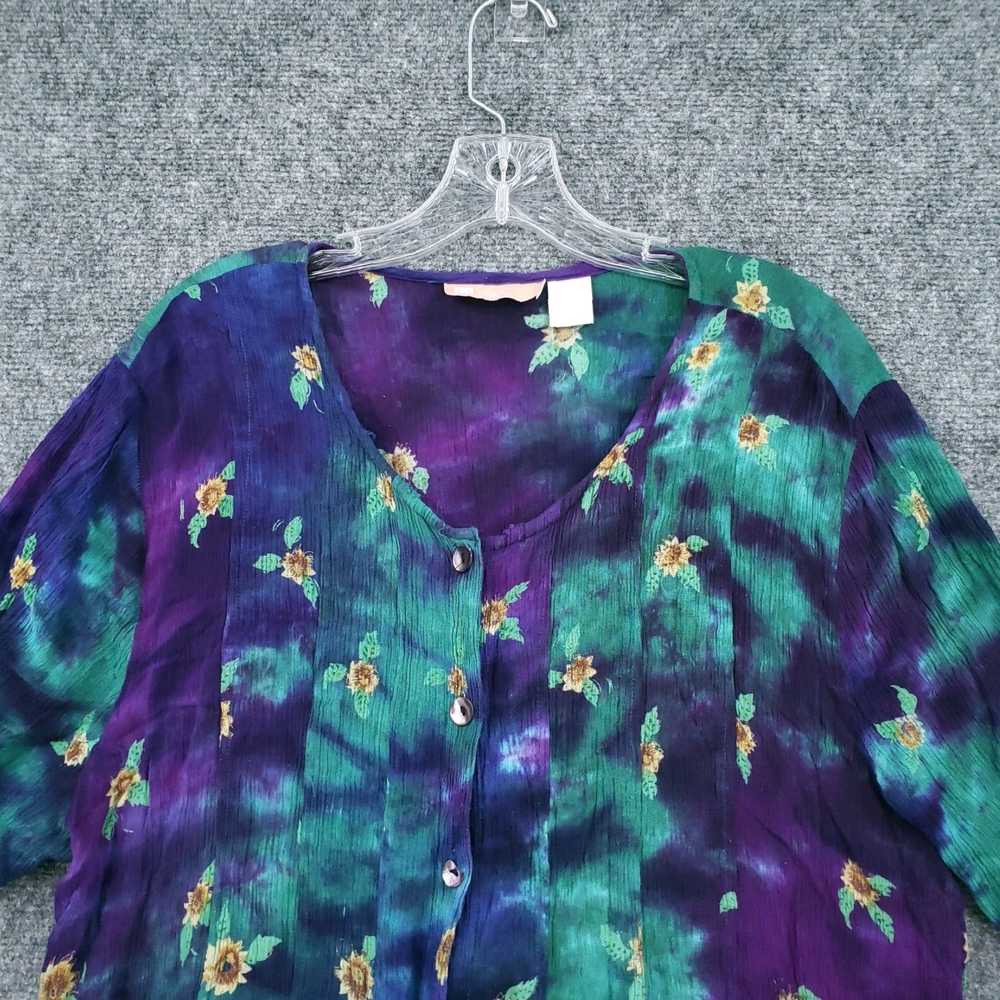 Vintage Womens 2X Plus Size Purple Floral Tie Dye… - image 2