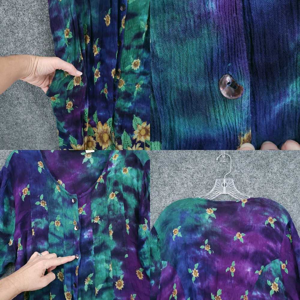 Vintage Womens 2X Plus Size Purple Floral Tie Dye… - image 8