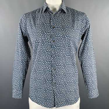 Paul Smith Blue White Floral Cotton Spread Collar… - image 1