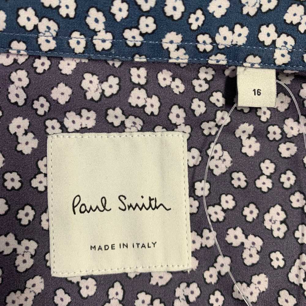 Paul Smith Blue White Floral Cotton Spread Collar… - image 5