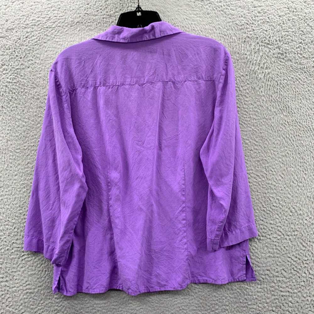 Vintage Luxurious Silk Purple 3/4 Sleeve Top for … - image 2