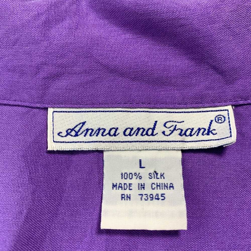 Vintage Luxurious Silk Purple 3/4 Sleeve Top for … - image 3