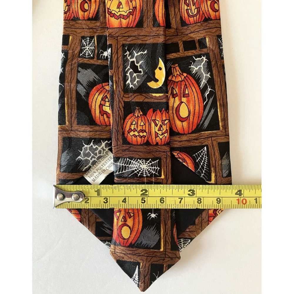 Vintage Pumpkin Orange and Black Spiders Web Patt… - image 6