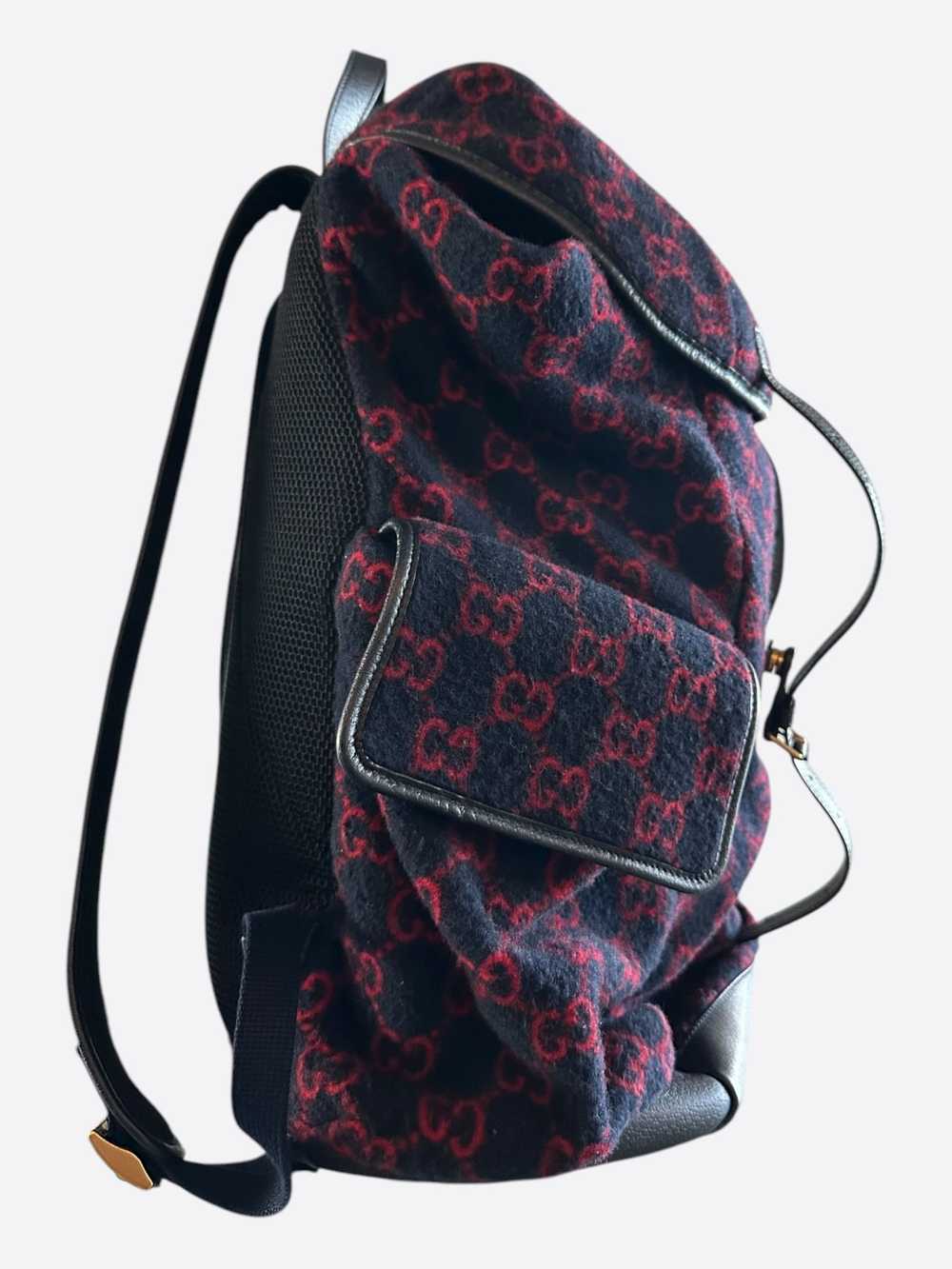 Gucci Gucci Navy & Red GG Monogram Wool Backpack - image 2