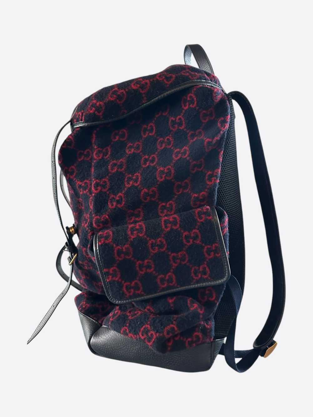 Gucci Gucci Navy & Red GG Monogram Wool Backpack - image 4