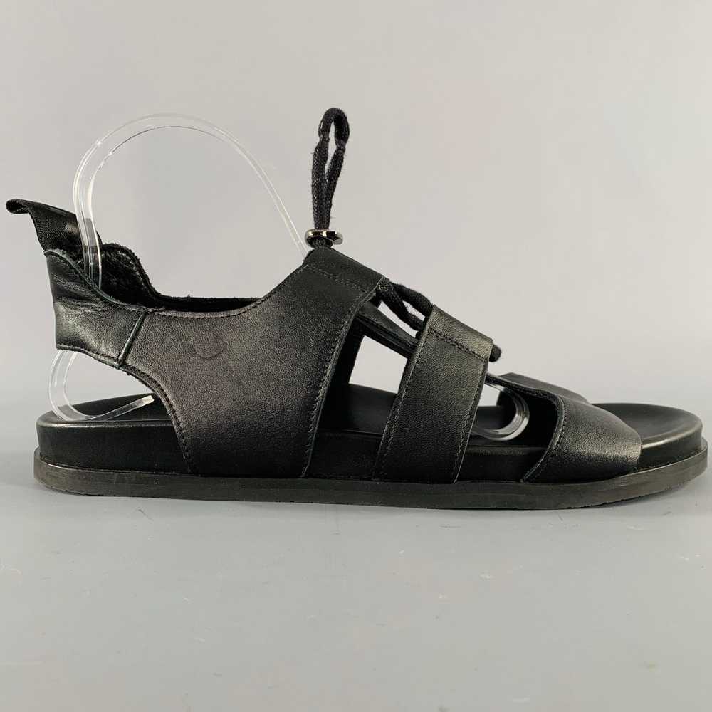 Designer NO BRAND Size 8 Black Leather Sandals - image 2