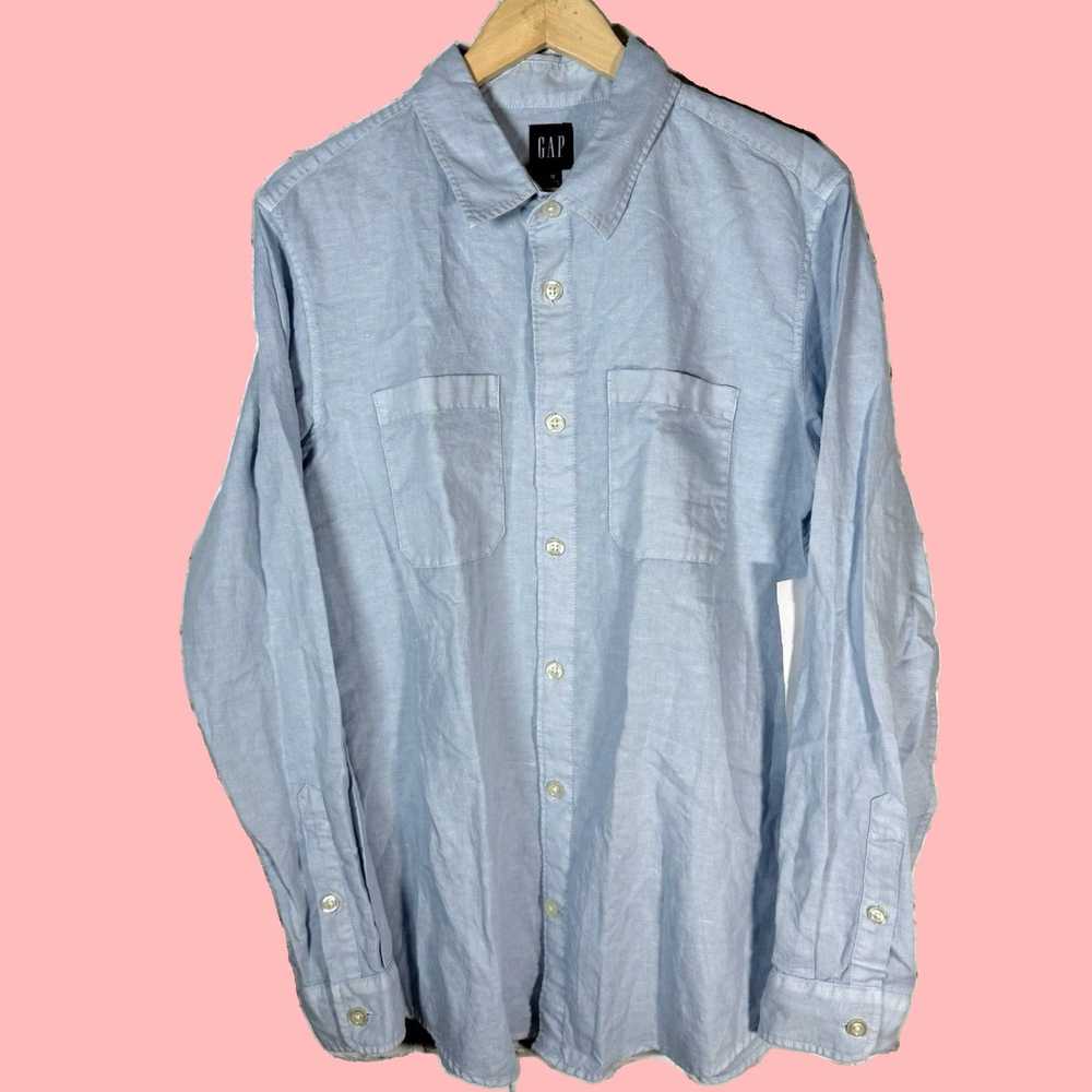 Gap Authentic Vintage Gap Blue Linen Fabric Class… - image 1