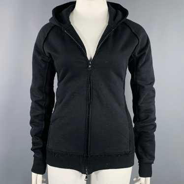 Designer WJK Black Cotton Raw Edge Zip Up Hoodie - image 1