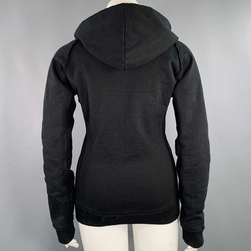 Designer WJK Black Cotton Raw Edge Zip Up Hoodie - image 3