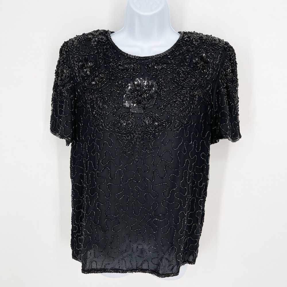 Other Mark & John Black Beaded Sequins Silk Sheer… - image 1