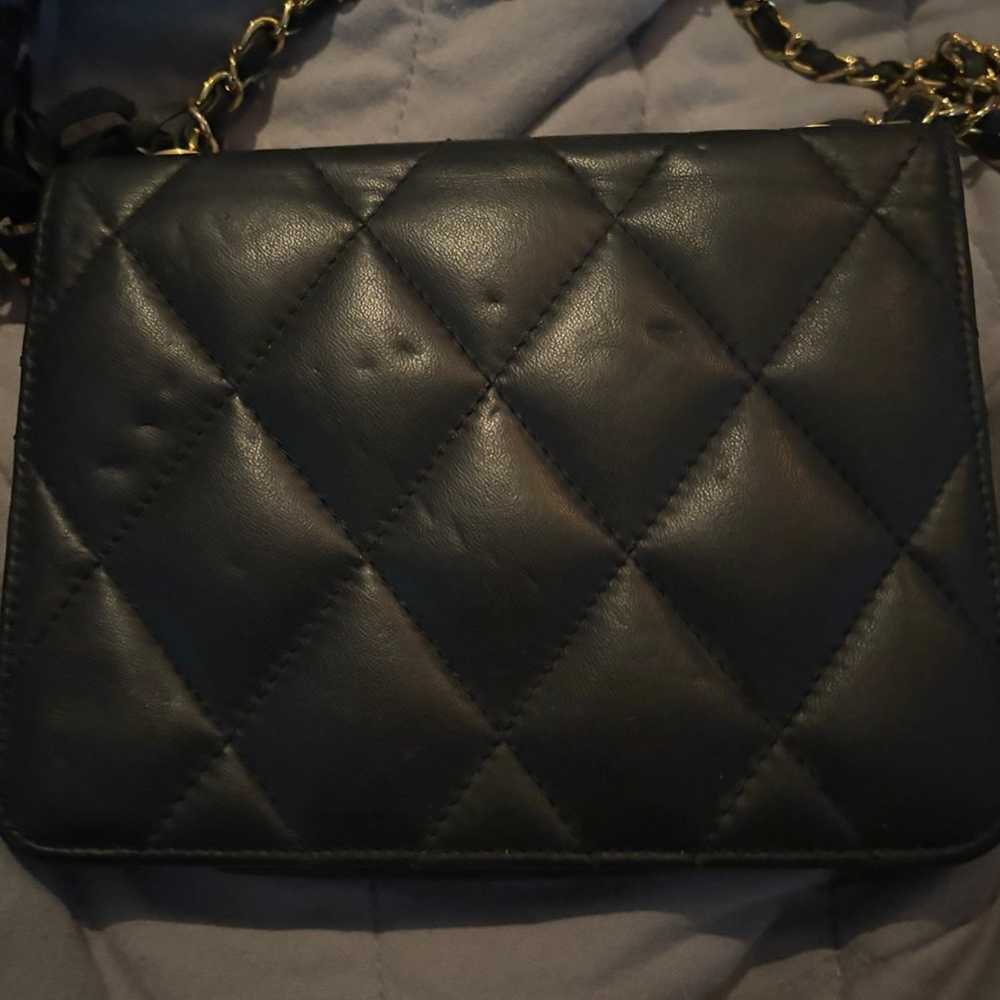 Black Leather Shoulder Purse - image 3