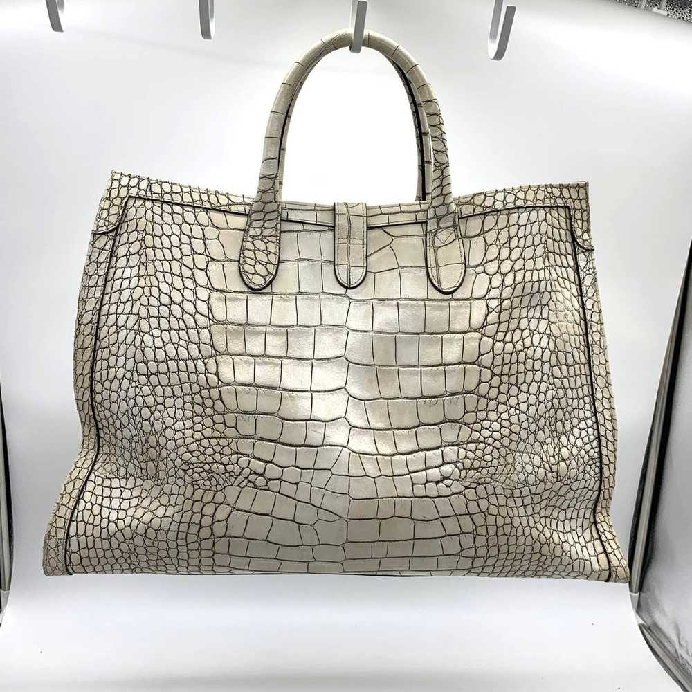 CLAUDIA FIRENZE White Embossed Leather Croc & Cow… - image 2