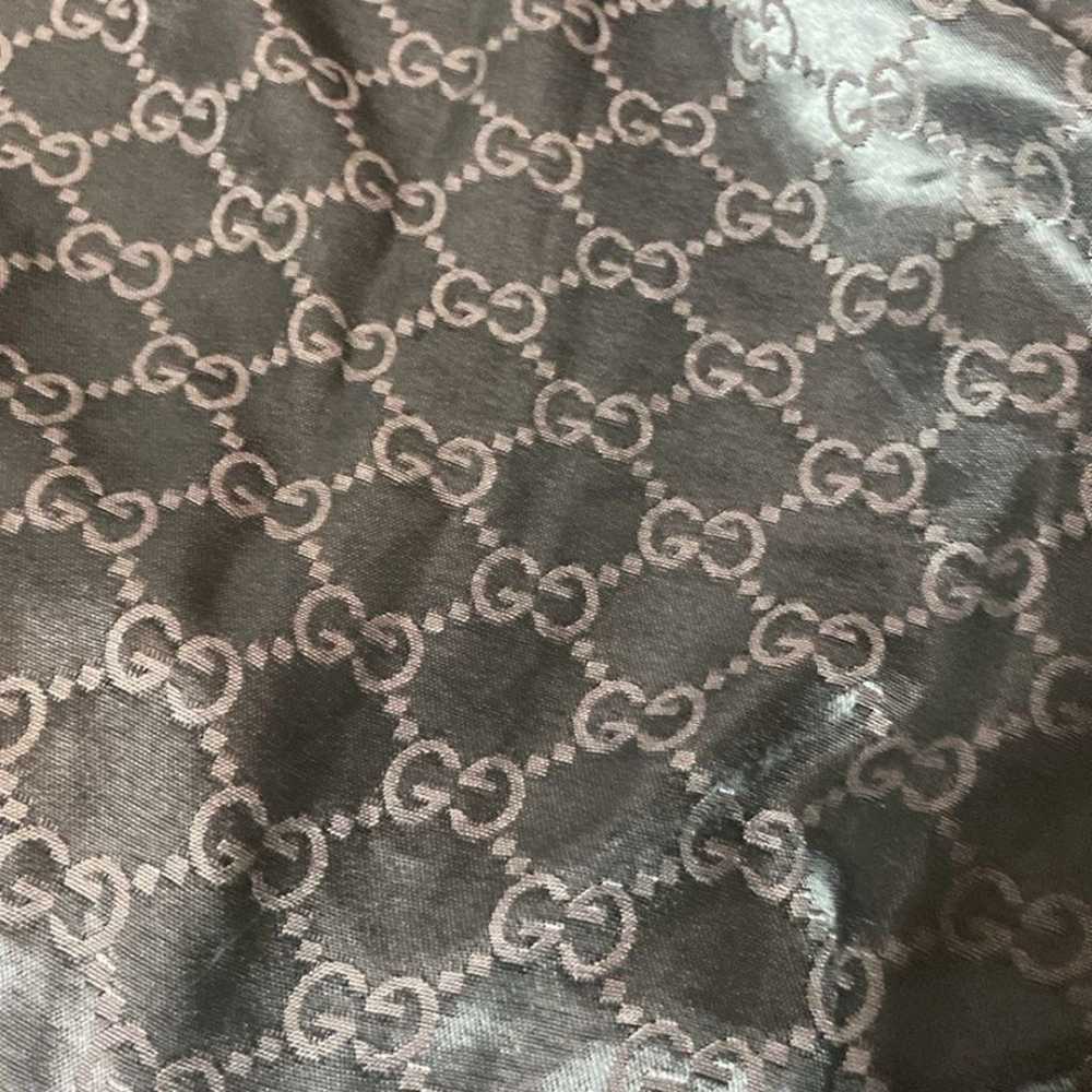 GUCCI VINTAGE GG MONOGRAM BLACK AND BROWN SILKY S… - image 3