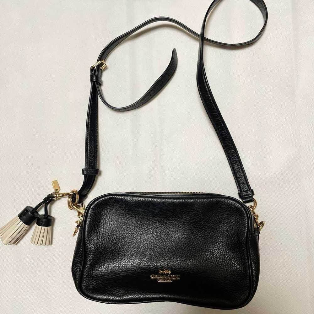 COACH Black Leather Shoulder Bag with Tassel - image 2