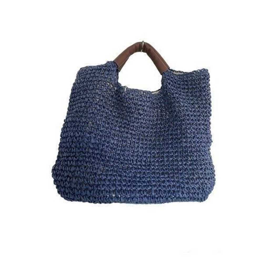 Soft Surroundings Navy Straw Tote - image 1