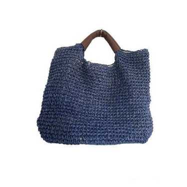 Soft Surroundings Navy Straw Tote - image 1