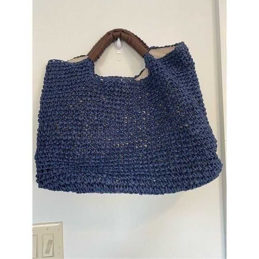 Soft Surroundings Navy Straw Tote - image 8