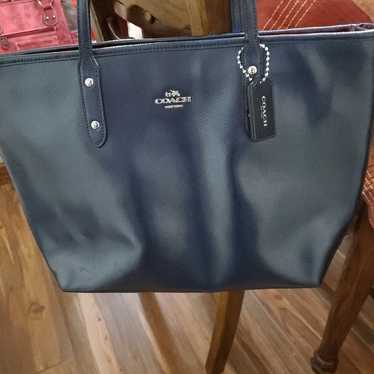 Coach blue metallic tote - image 1