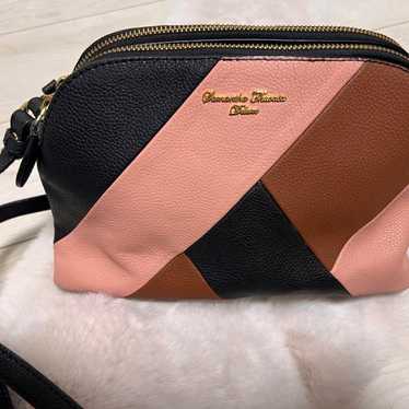 Samantha Thavasa bag in pink, brown, and black.