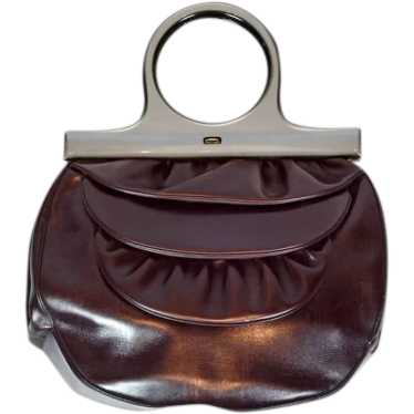 Vintage Very Rare Schiaparelli Burgundy Leather H… - image 1