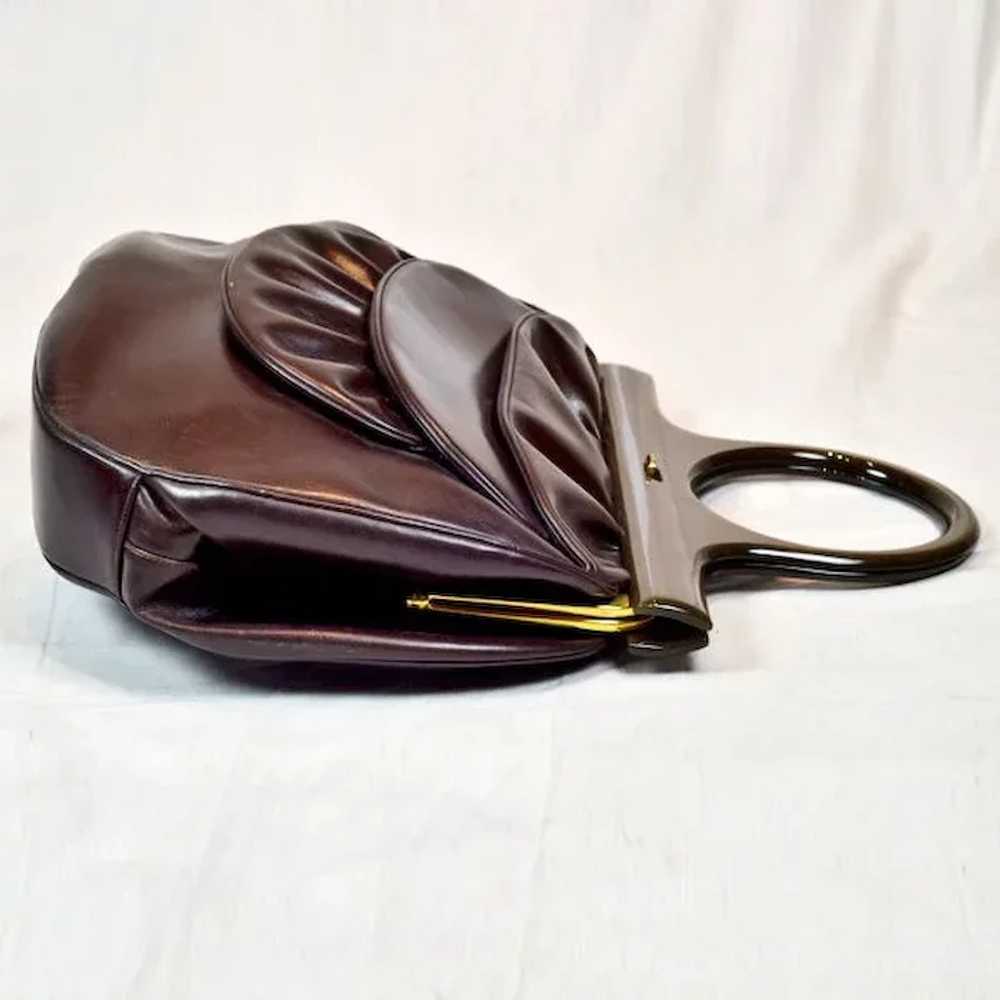 Vintage Very Rare Schiaparelli Burgundy Leather H… - image 7