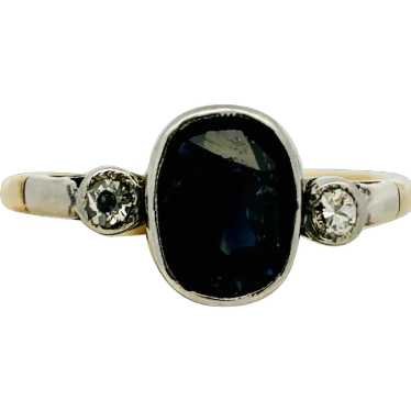 Antique Edwardian Sapphire & Diamond 3 Stone Ring 