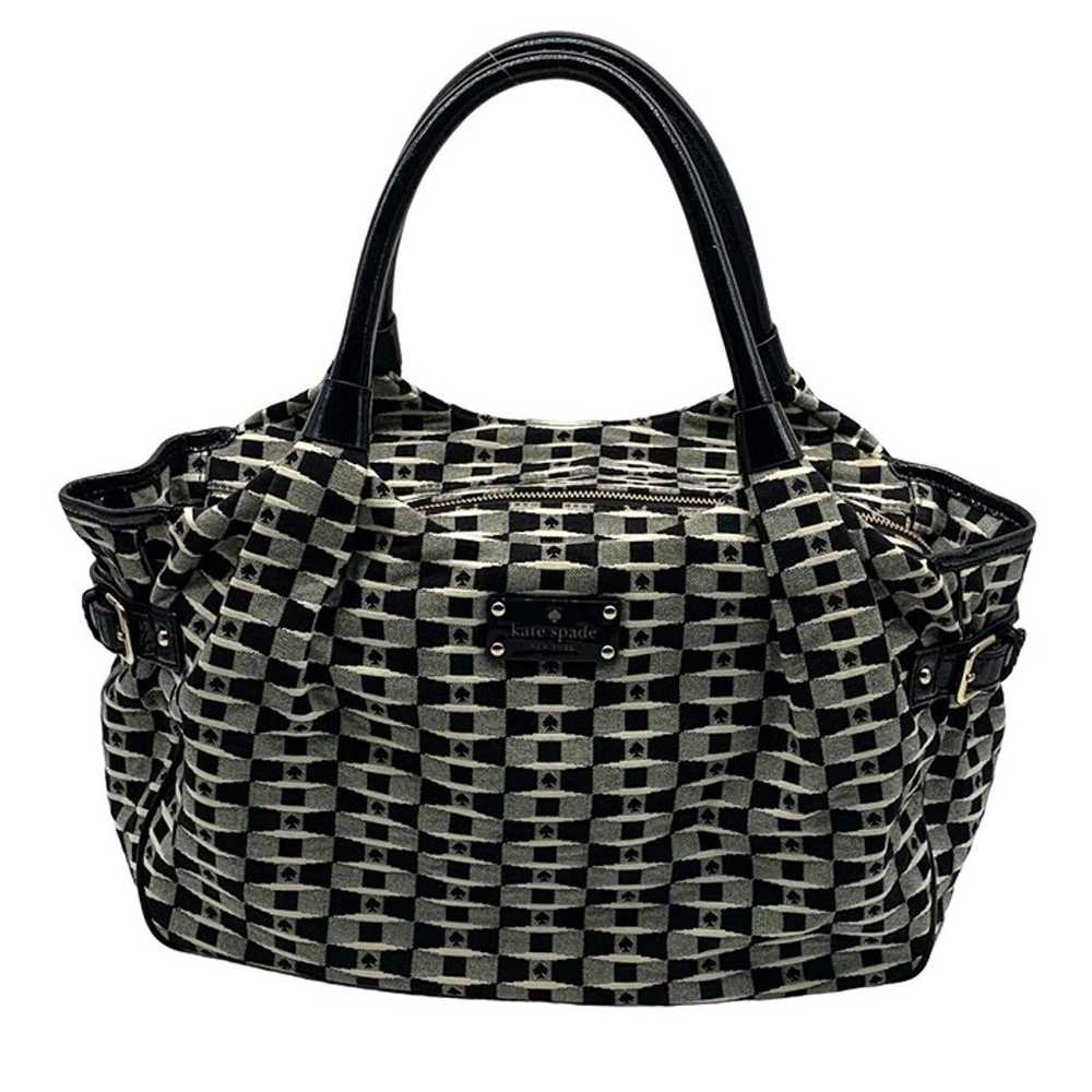 Kate Spade Black & Grey Canvas Stevie Diaper Bag - image 1