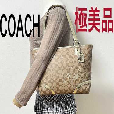 COACH Heritage Gold Star Print Tote outlet Bag